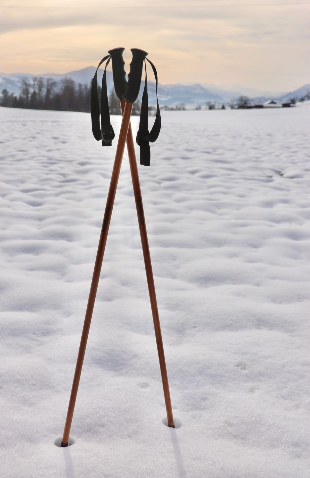 Bâtons de ski en bambou par BAMBOUSSE