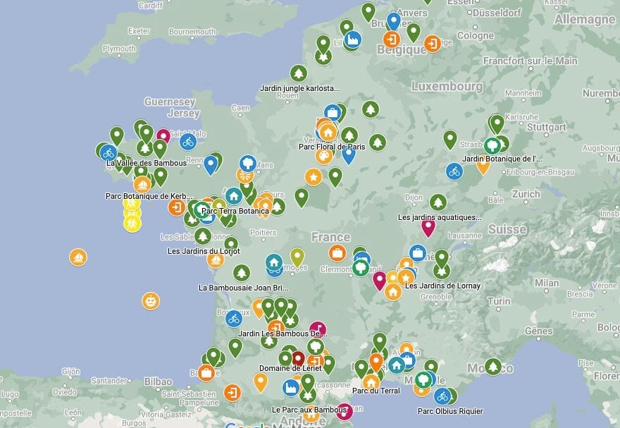 Carte des acteurs du bambou en France